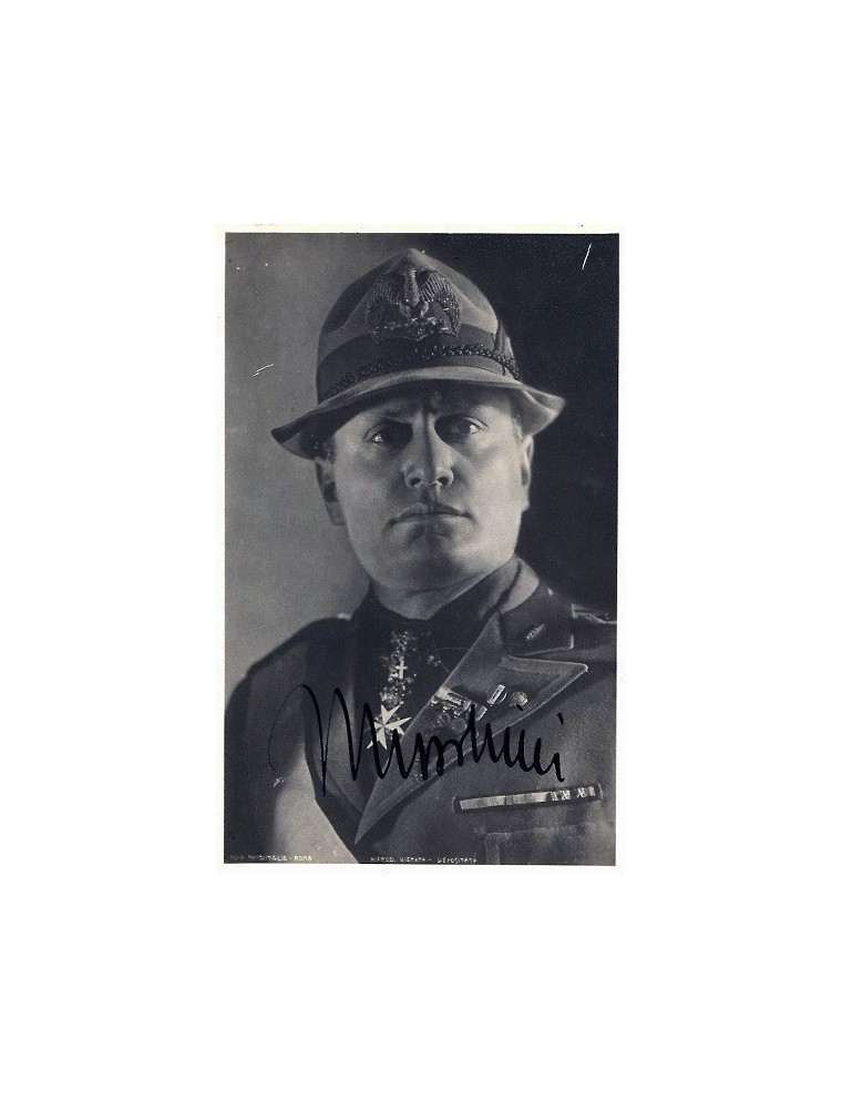 Autographe De Mussolini Photo Sign E