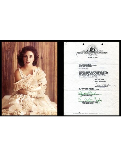 TAYLOR Elizabeth (1932-2011) document manuscrit et signé