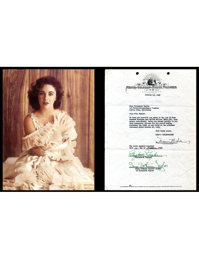 TAYLOR Elizabeth (1932-2011) document manuscrit et signé