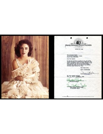 TAYLOR Elizabeth (1932-2011) document manuscrit et signé