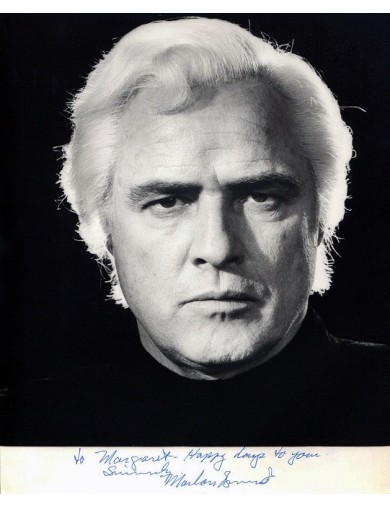 MARLON BRANDO Photo dédicacée rare – Superman 1978 | Autographe authentique signé aux Studios de Shepperton