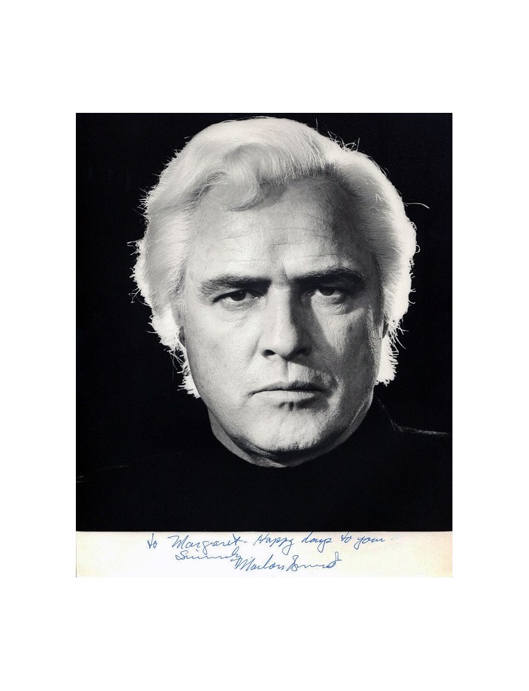 MARLON BRANDO Photo dédicacée rare – Superman 1978 | Autographe authentique signé aux Studios de Shepperton