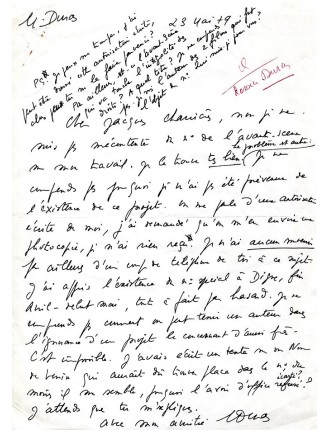 Lettre manuscrite signée deux fois par Marguerite Duras – 23 mai 1979
