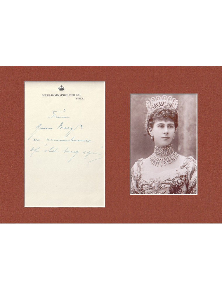 Autographe de la Reine Mary , sur son papier à lettres.