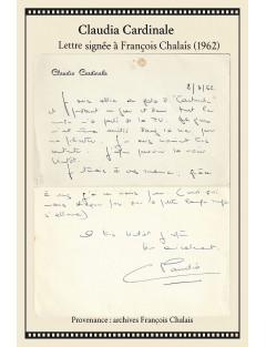 lettre autographe signée Claudia Cardinale (1962)