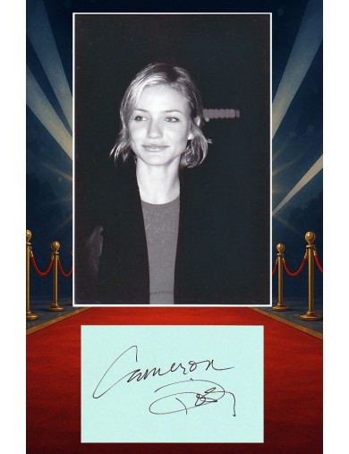 Cameron Diaz – Autographe original signé à Paris en 1997 – photo inédite devant l’hôtel Costes – pièce rare de collection