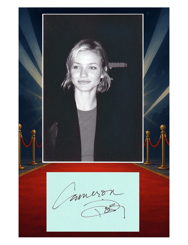 Cameron Diaz – Autographe original signé à Paris en 1997 – photo inédite devant l’hôtel Costes – pièce rare de collection