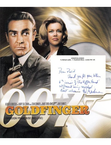 Lettre autographe signée d’Honor Blackman