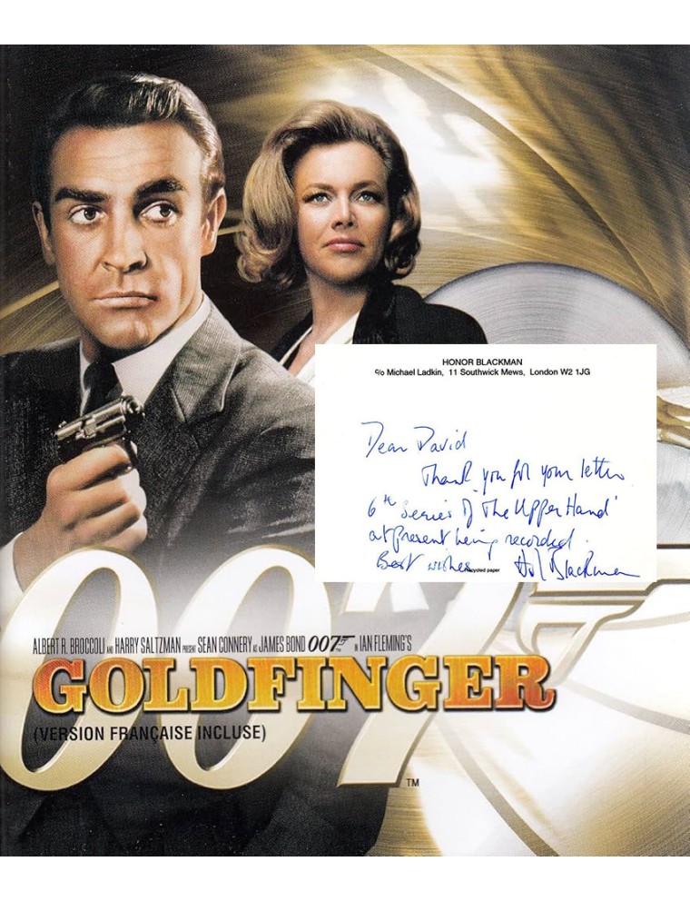 Lettre autographe signée d’Honor Blackman