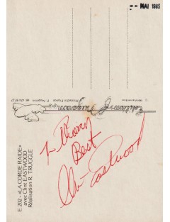 CLINT EASTWOOD – Autographe “To Thierry, Best, Clint Eastwood” – Cannes 1985 + photo argentique 20 x 25 cm