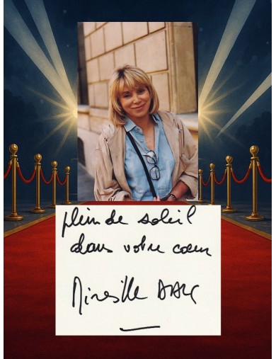 Autographe de Mireille Darc – “Plein de soleil dans votre cœur” – Obtention en personne (22 juin 1992, Paris)