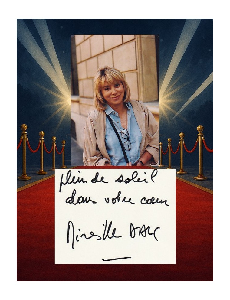 Autographe de Mireille Darc – “Plein de soleil dans votre cœur” – Obtention en personne (22 juin 1992, Paris)