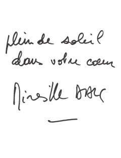 Autographe de Mireille Darc – “Plein de soleil dans votre cœur”