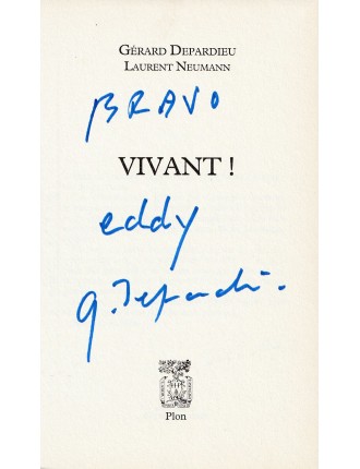 Gérard Depardieu – Envoi autographe manuscrit et signé sur le livre Vivant!