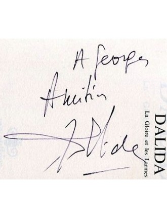 Dalida – Livre La Gloire et les Larmes  – Envoi autographe manuscrit et signé – Exemplaire rarissime