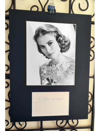 Grace Kelly  autographe « Grace de Monaco » avec carte du Palais