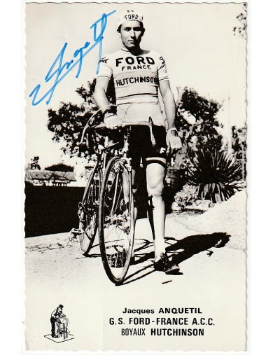 autographe Jacques Anquetil – Photographie 9 × 14 cm signée, années 50 / début 60