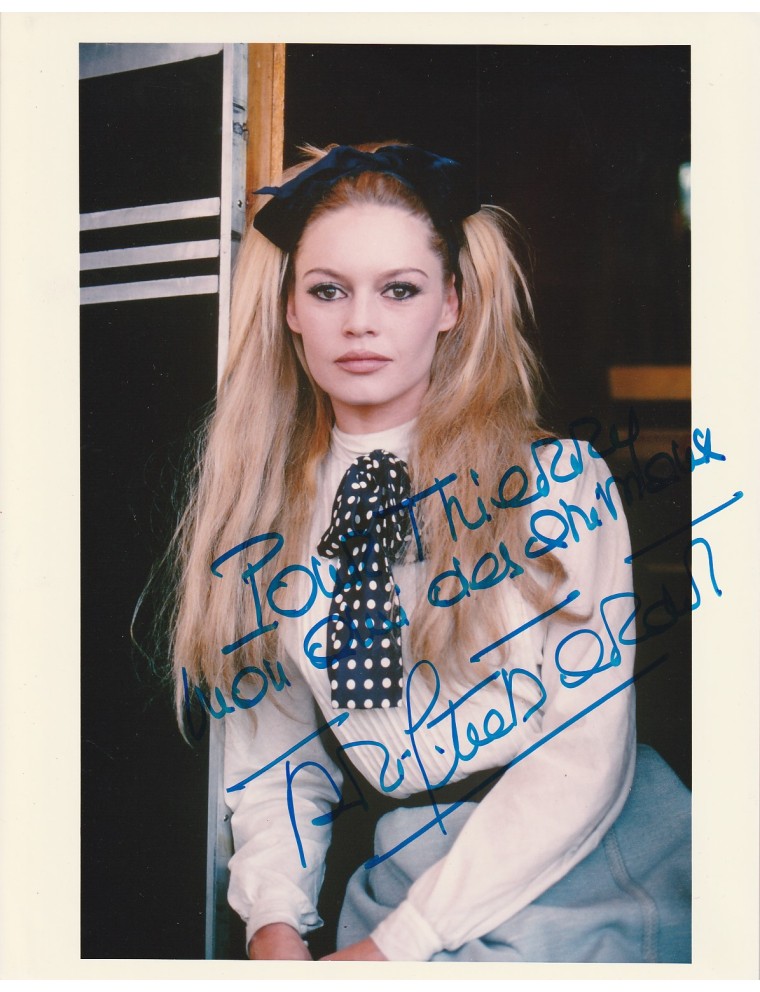 autographe Brigitte Bardot – Tirage argentique VIVA MARIA dédicacé et signé au feutre bleu (années 1990)