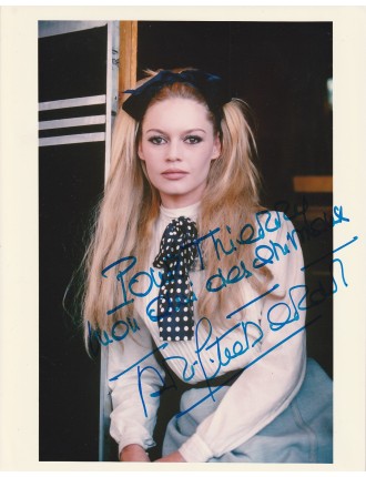 autographe Brigitte Bardot – Tirage argentique VIVA MARIA dédicacé et signé au feutre bleu (années 1990)
