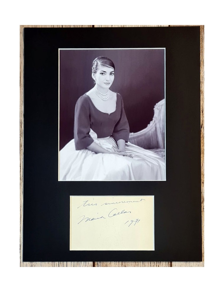 MARIA CALLAS — AUTOGRAPHE MANUSCRIT « Très sincèrement » (1971)