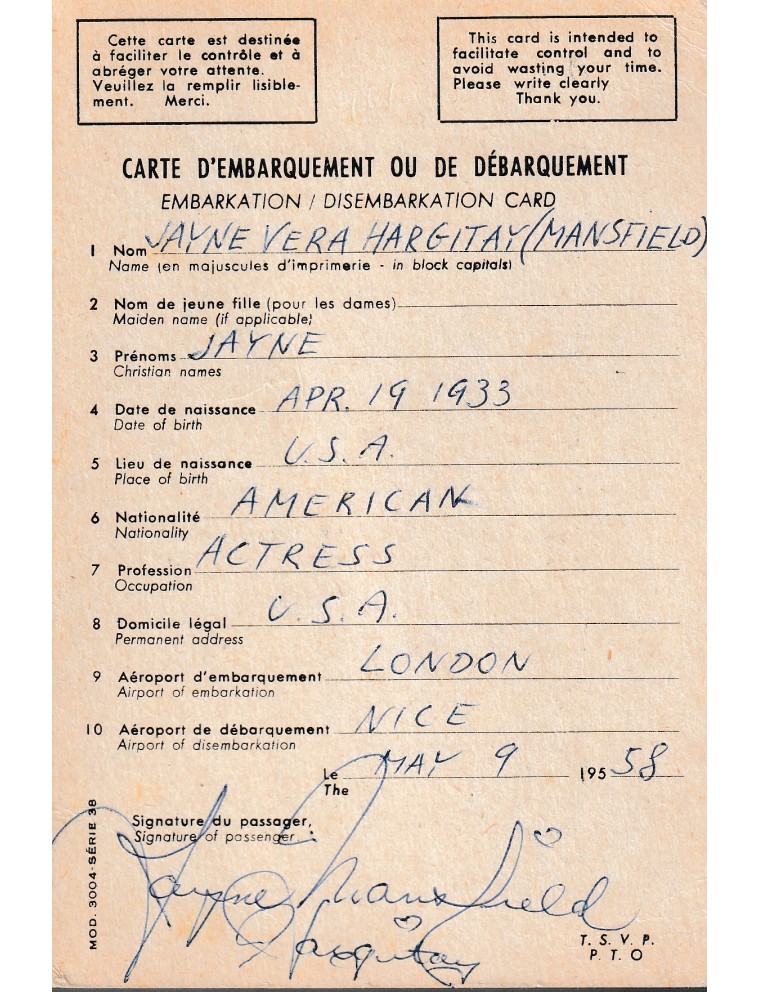 MANSFIELD Jayne (1933-1967)