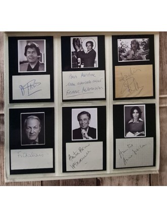 autographe frederic mitterand jean-pierre foucault pierre billon françois chalais anne sinclair