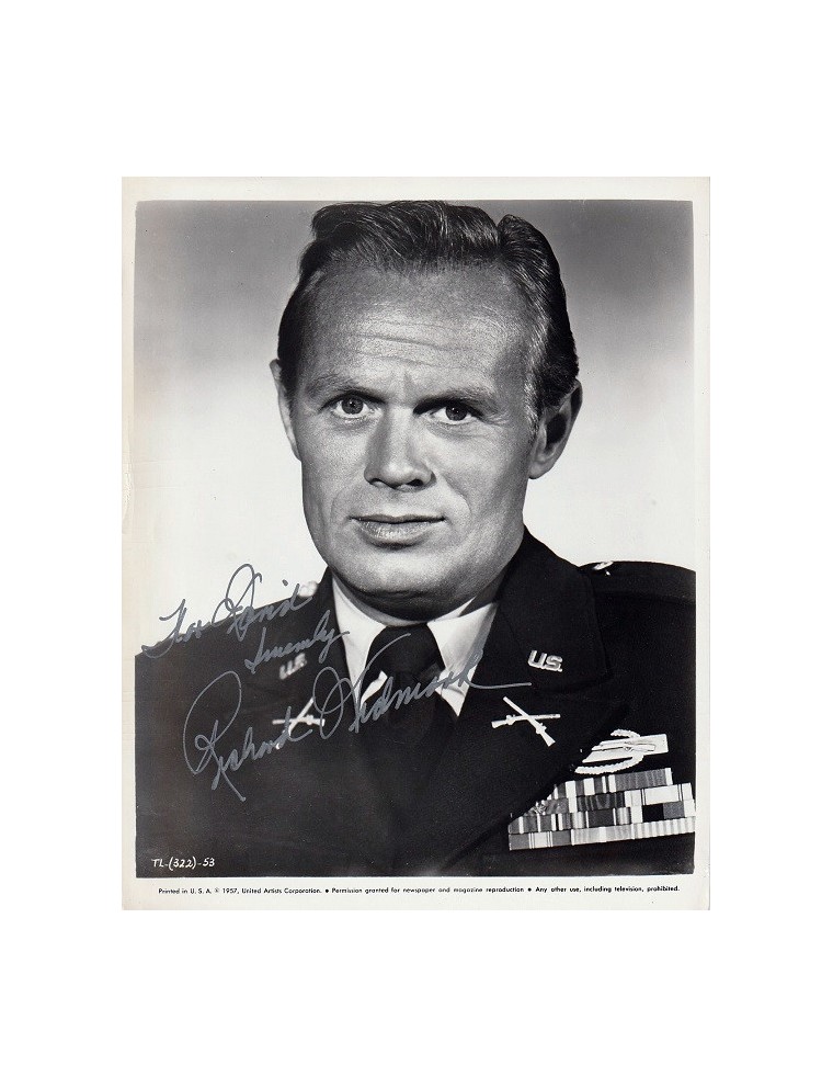 AUTOGRAPHE DE Richard Widmark – Tirage photographique original signé – Time Limit (1957) – 20 × 25 cm