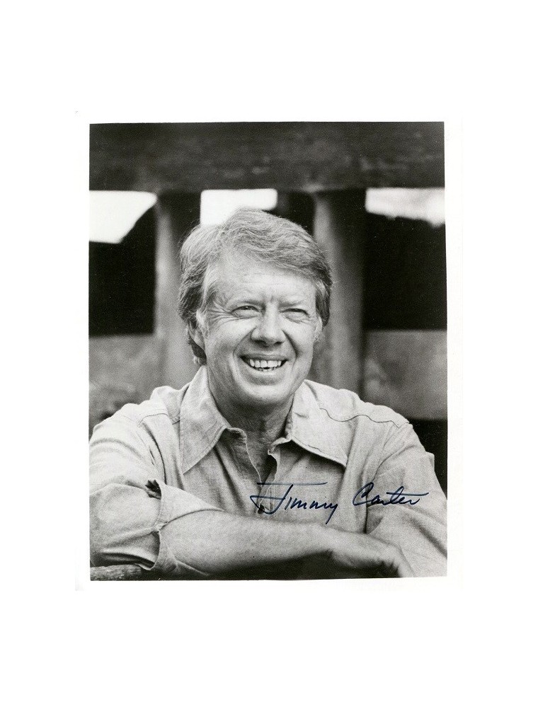 Jimmy Carter – Photographie originale signée – tirage argentique 20 × 25 cm – Autographe obtenu le 10 avril 1996