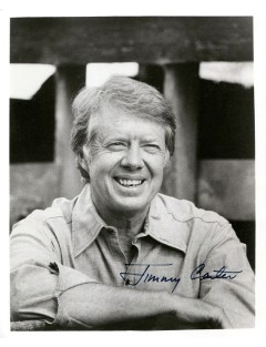 Jimmy Carter – Photographie originale signée – tirage argentique 20 × 25 cm – Autographe obtenu le 10 avril 1996