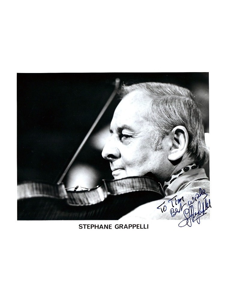 AUTOGRAPHE Stéphane Grappelli – photo originale 25x20 cm signée à la plume – Violoniste jazz légendaire