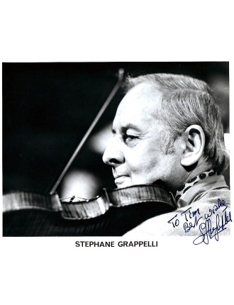 AUTOGRAPHE Stéphane Grappelli – photo originale 25x20 cm signée à la plume – Violoniste jazz légendaire