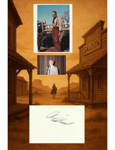 Autographe  de Clint Eastwood à l’encre noire sur bristol (Venise 2000)