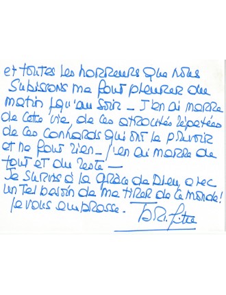 autographe de BRIGITTE BARDOT - carte manuscrite recto verso signée