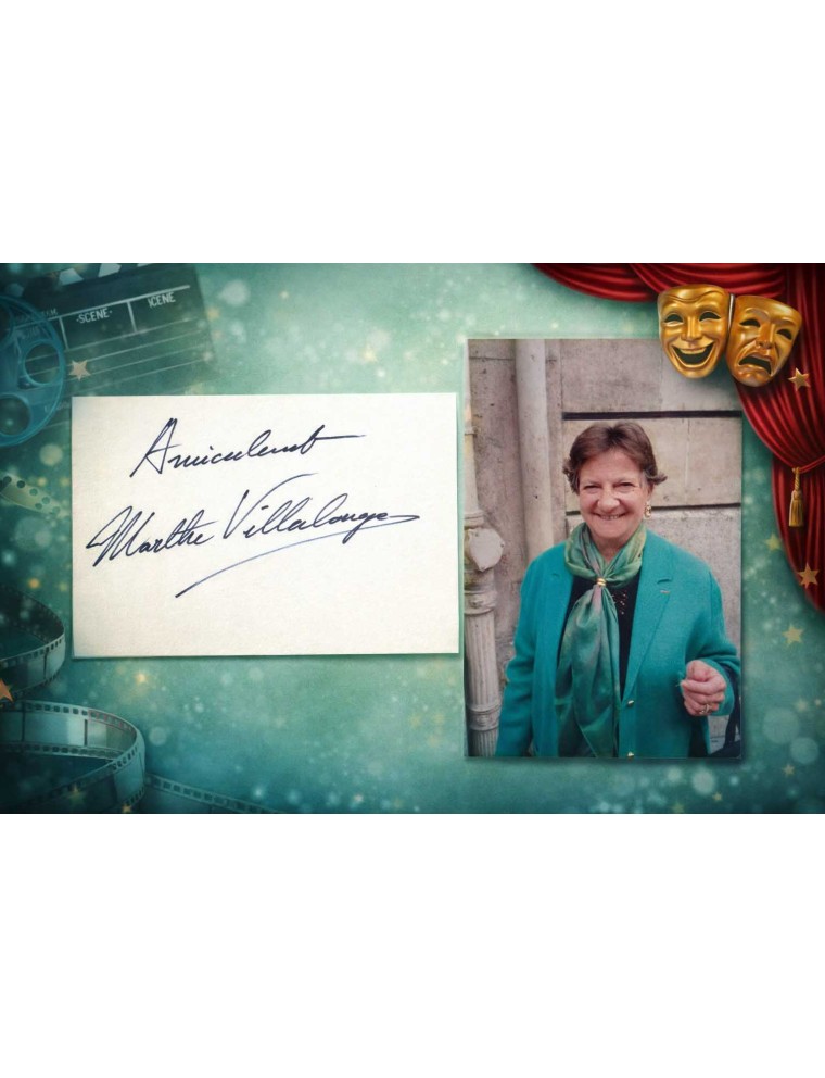 Autographe de Marthe Villalonga obtenu en 1995, à Europe 1 Paris