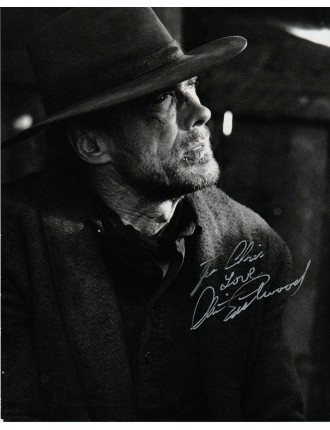 AUTOGRAPHE DE CLINT EASTWOOD SUR PHOTO FILM IMPITOYABLE
