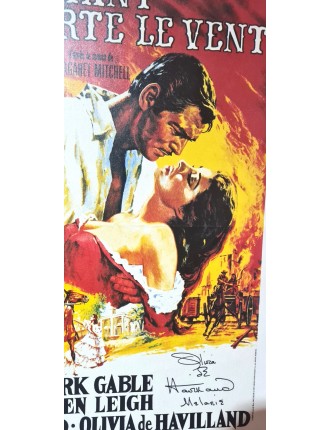Autographe D'OLIVIA DE HAVILLAND - Affiche Autant en emporte le vent signée Olivia de Havilland Mélanie