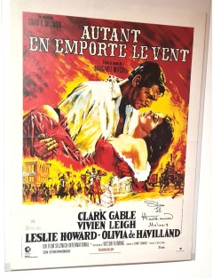 Autographe D'OLIVIA DE HAVILLAND - Affiche Autant en emporte le vent signée Olivia de Havilland Mélanie