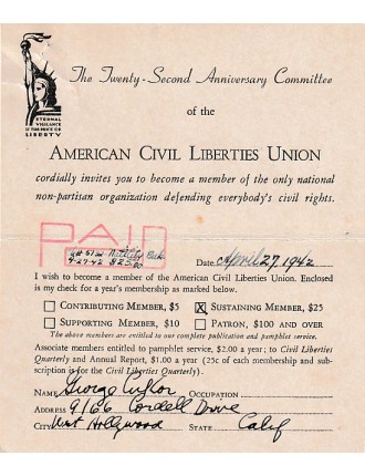 AUTOGRAPHE DE GEORGE CUKOR